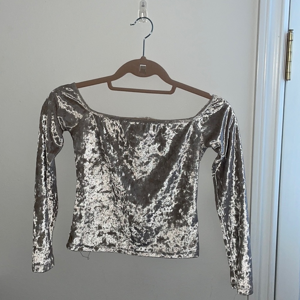 Urban Outfitters silence + noise Long Sleeved Off the Shoulder Velvet Top